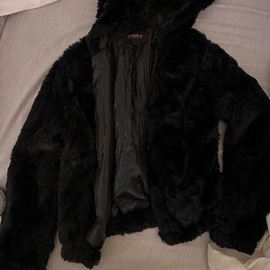 Ambiance Black Faux Fur Hooded Jacket